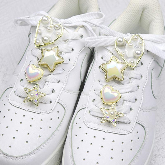 Pearl Heart, Star Charm For Shoe